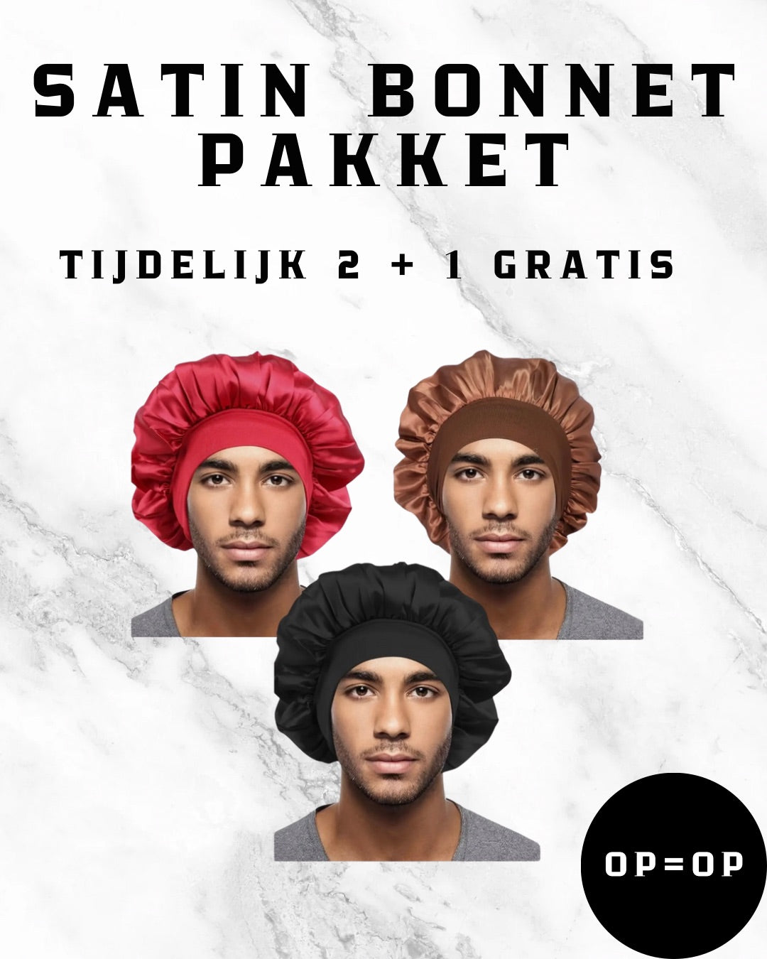 Satin Bonnet voor mannen en vrouwen.
